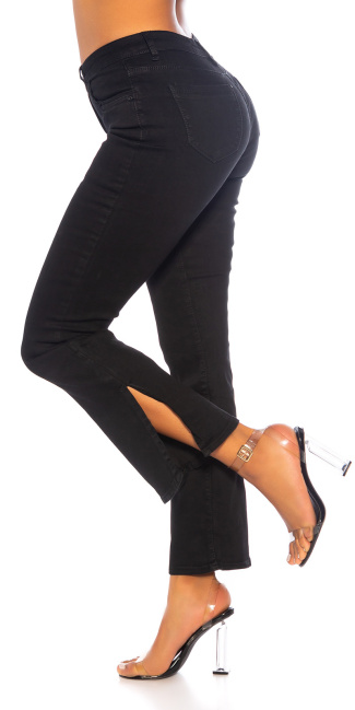 Bootcut Jeans with Slit Black